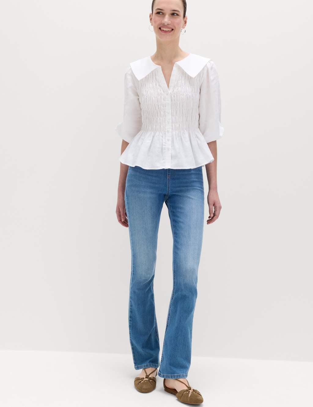 M&S Flared Jeggings Med Blue Denim