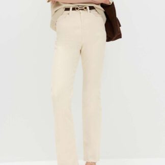 M&S High Waisted Frayed Kickflare Jeans Ecru