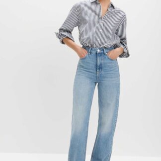 M&S High Waisted Relaxed Straight Jeans Light Indigo