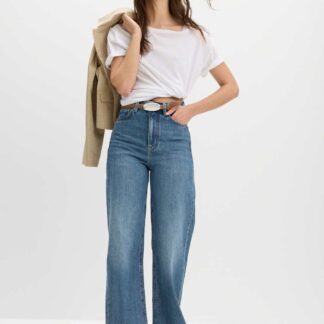 M&S High Waisted Relaxed Straight Jeans Medium Indigo