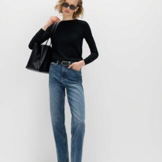 M&S High Waisted Straight Leg Jeans Medium Indigo