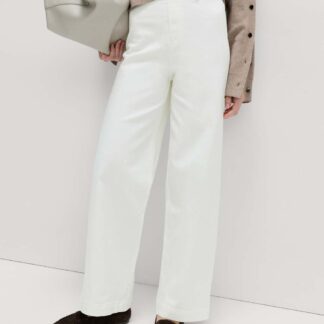 M&S High Waisted Wide Leg Ankle Grazer Jeans Soft White