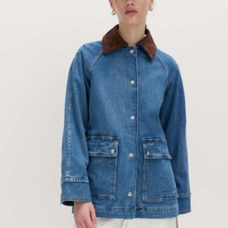 M&S Lyocell Blend Denim Collared Barn Jacket Medium Indigo
