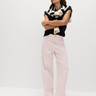 M&S Mid Rise Barrel Jeans Soft Pink