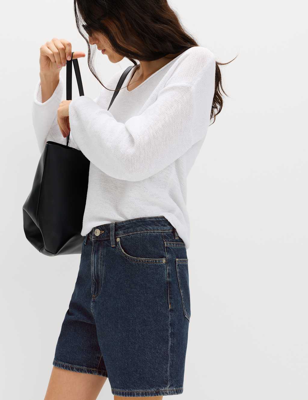 M&S Pure Cotton Denim Classic Shorts Dark Indigo