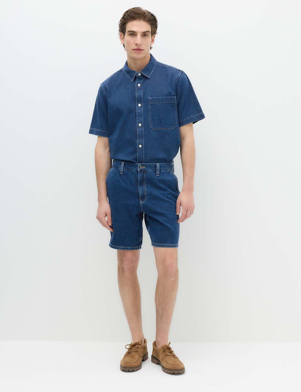M&S Pure Cotton Denim Shorts Medium Blue