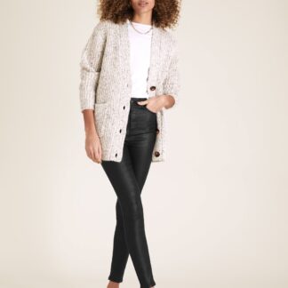 M&S Snake Print Leather Look Skinny Jeans Black