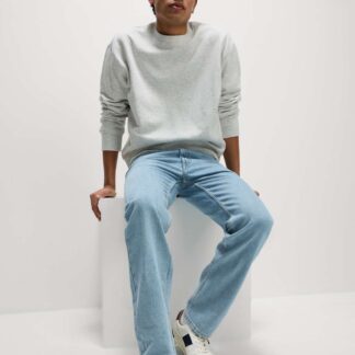 M&S Straight Fit Pure Cotton Jeans Light Blue Mix