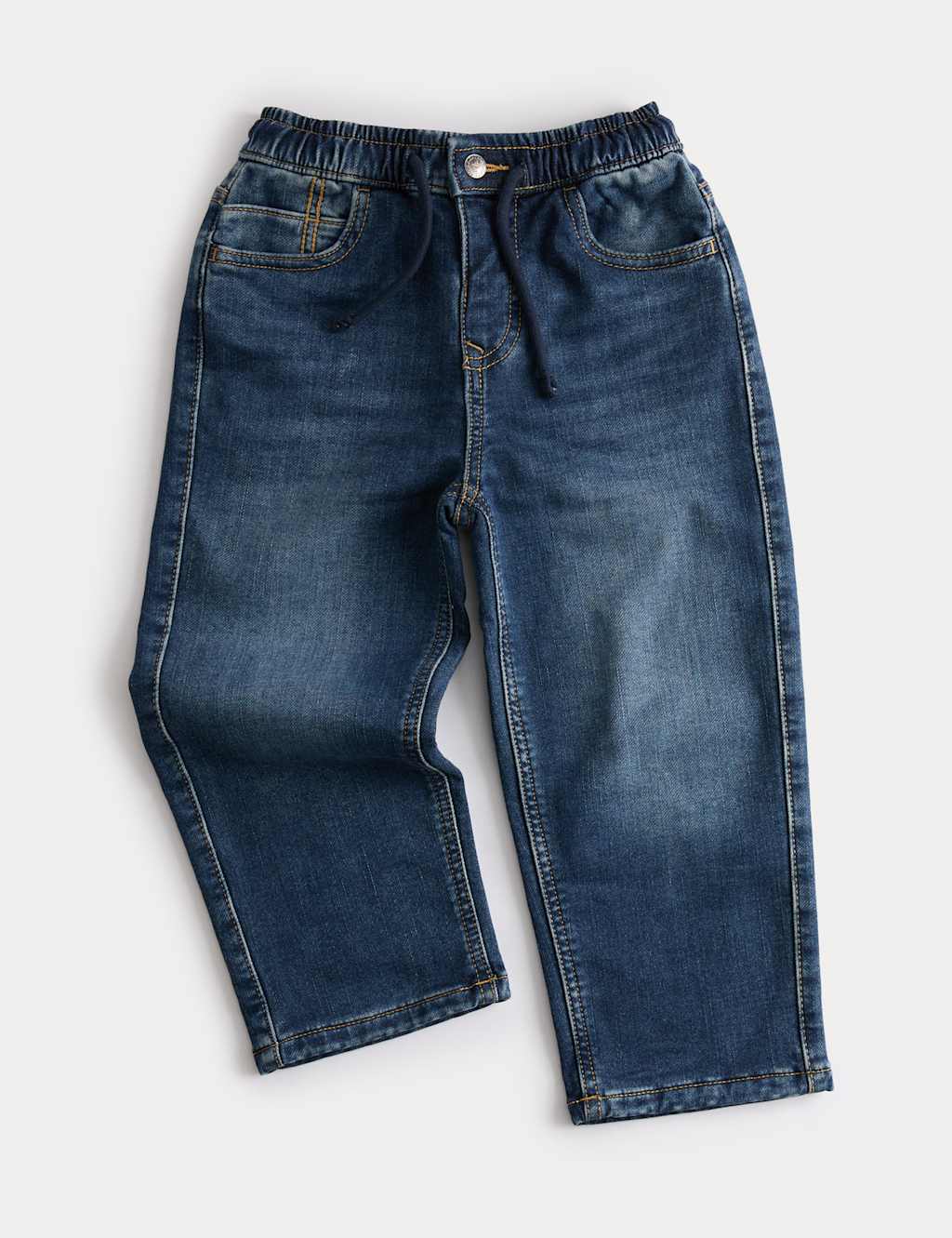 M&S Straight Leg Cotton Rich Comfort Waist Jeans (2-8 Yrs) Dark Denim