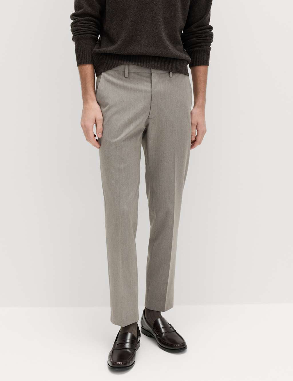 M&S Tailored Fit Trousers Neutral