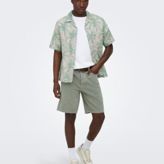 ONLY & SONS Straight Fit Pure Cotton Denim Shorts Green