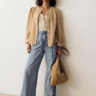 Per Una Denim Pintuck Wide Leg Jeans Light Indigo