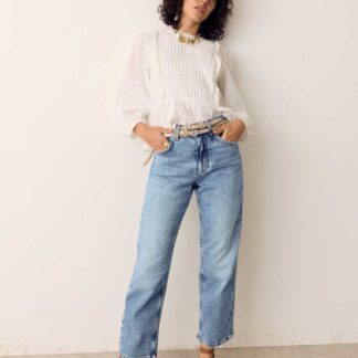 Per Una Girlfriend Mid Rise Turn Up Jeans with Lyocell Light Indigo