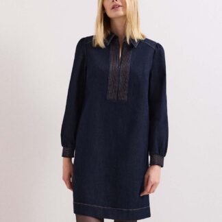 Phase Eight Denim Mini Shirt Dress Indigo
