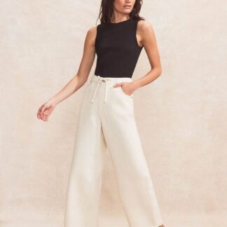 RO&ZO Pure Cotton Denim Mid Rise Straight Leg Jeans Natural