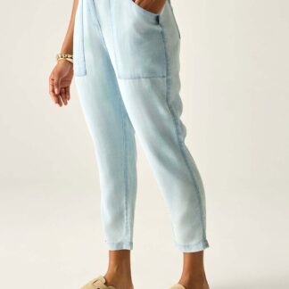 Regatta Shorebella Cotton Blend Straight Leg Cropped Trousers Blue