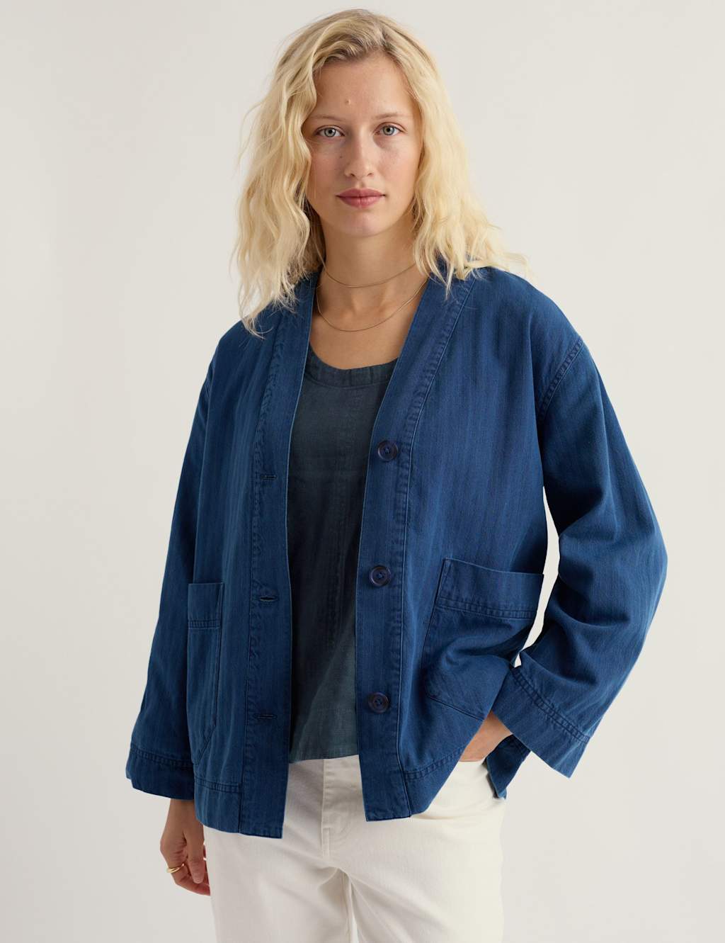 Seasalt Cornwall Pure Cotton Denim Relaxed Jacket Blue Denim