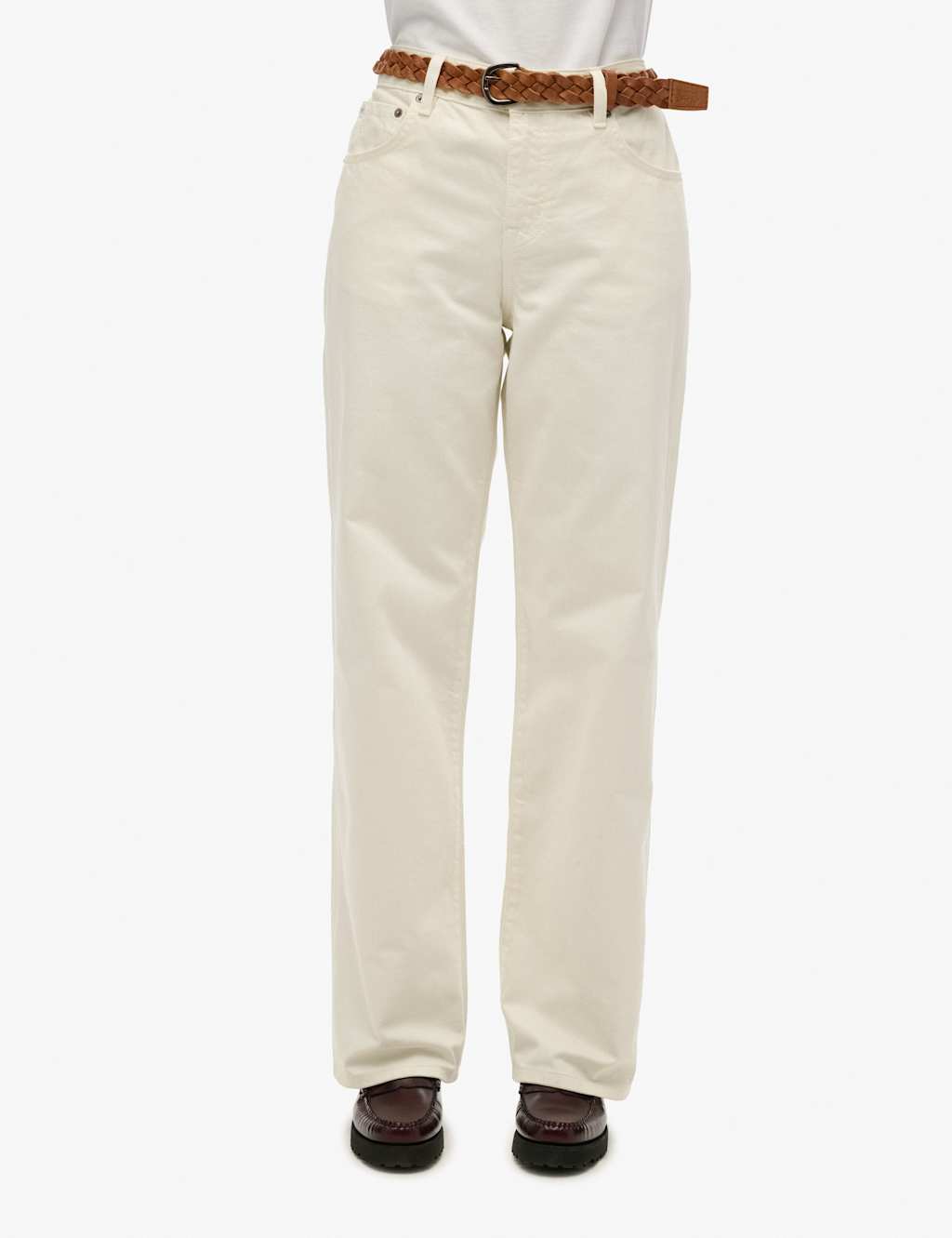 Superdry & Co Mid Rise Wide Leg Jeans White