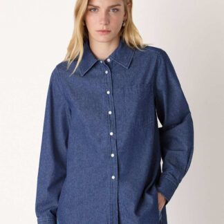 Whistles Pure Cotton Collared Shirt Denim