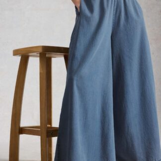 White Stuff Lyocell Rich Denim Palazzo Trousers Blue