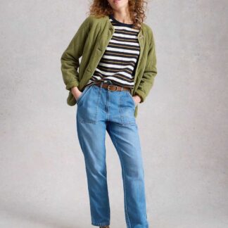 White Stuff Mid Rise Straight Leg Ankle Grazer Jeans Blue Denim