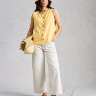 White Stuff Pure Cotton Button Detail Vest Yellow