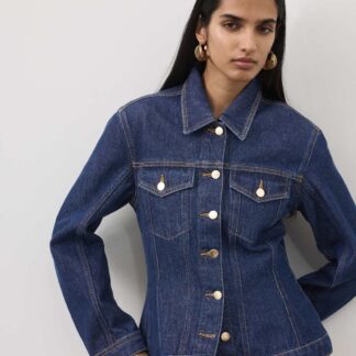Autograph Denim Cinched Waist Jacket Dark Indigo