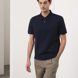 Autograph Fine Mercerised Cotton Pique Polo Dark Navy