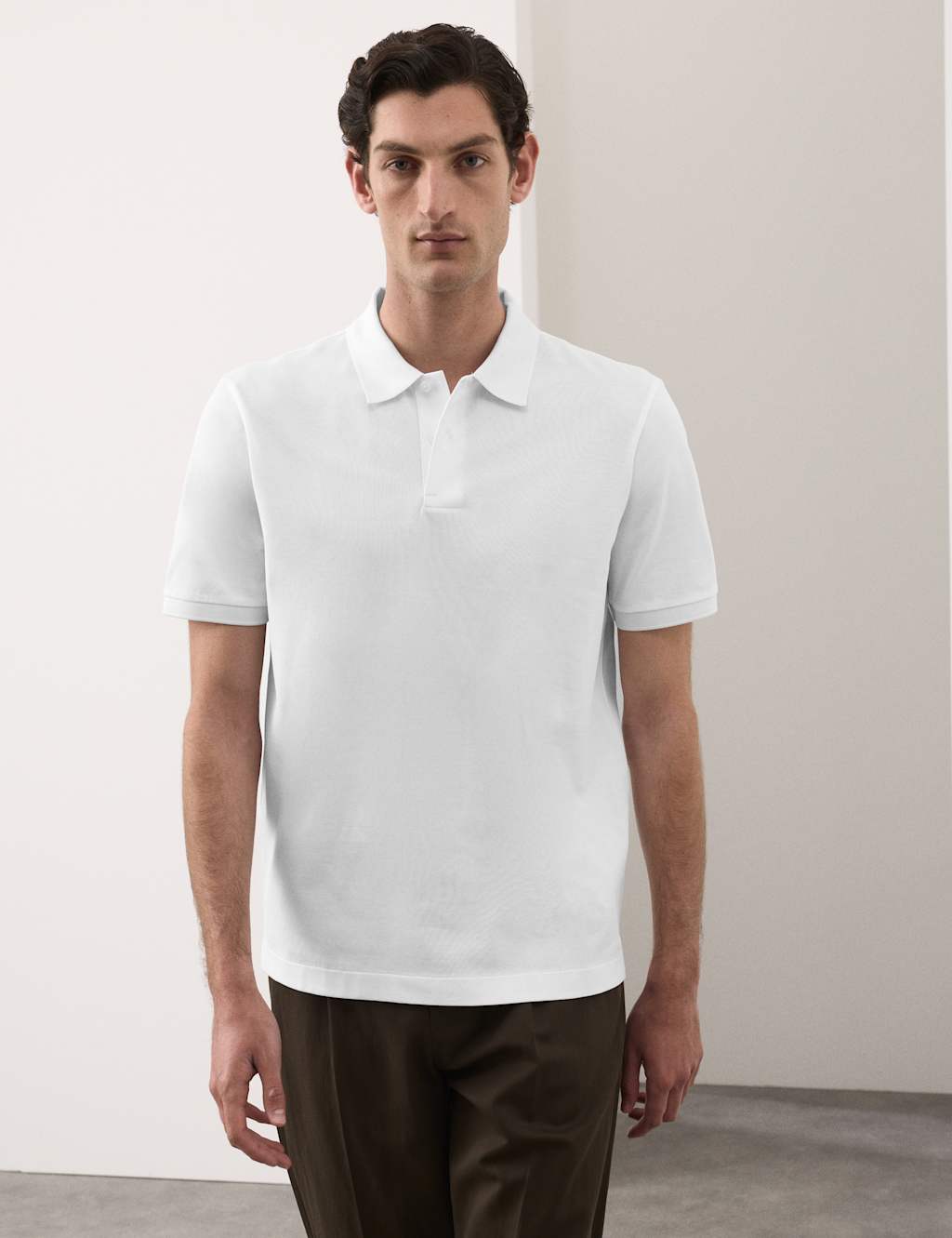 Autograph Fine Mercerised Cotton Pique Polo White