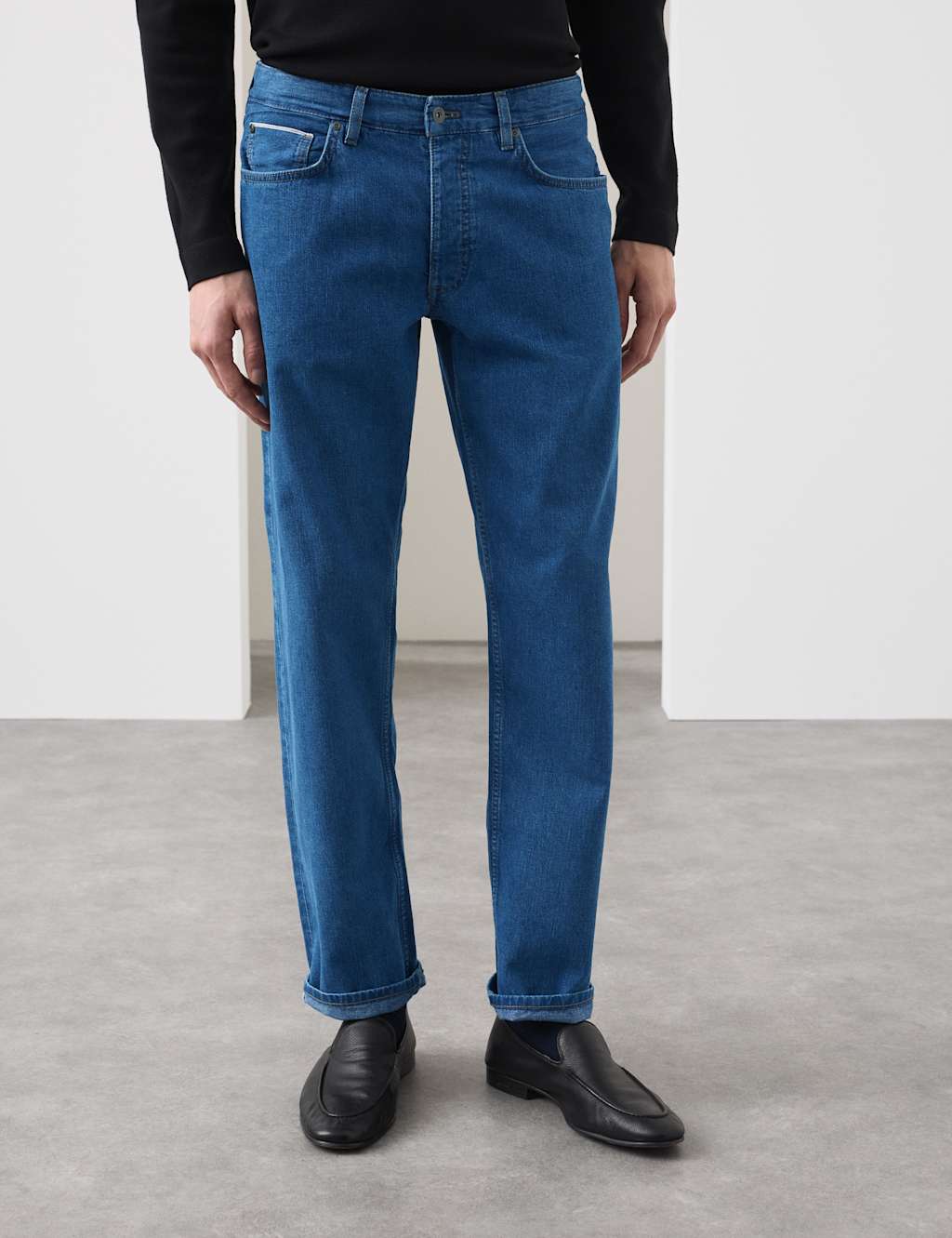 Autograph Straight Fit Lightweight Selvedge Jeans Blue