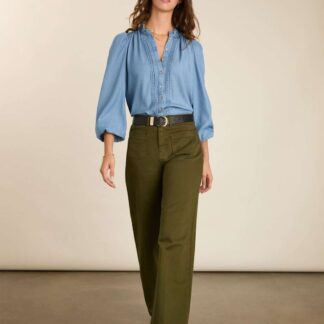 BAUKJEN High Waisted Wide Leg Jeans Olive