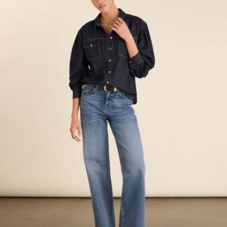 BAUKJEN Stretch High Waisted Wide Leg Jeans Indigo
