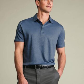 Charles Tyrwhitt Pure Linen Polo Shirt Blue Denim