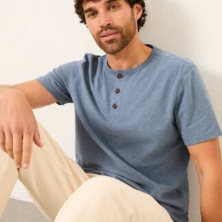 FatFace Pure Cotton Henley T-Shirt Blue Denim