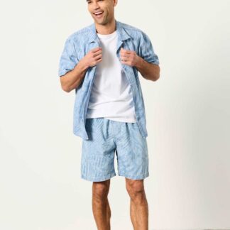 FatFace Pure Cotton Jungle Print Shorts Blue Mix