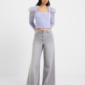 French Connection Relaxed Pure Cotton Mid Rise Wide Leg Jeans Grey