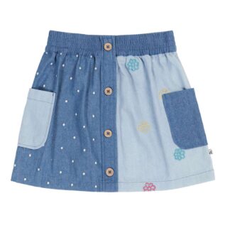 Frugi Denim Embroidered Skirt (2-12 Yrs) Blue