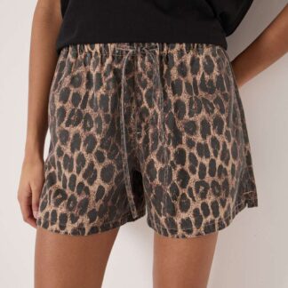 HUSH Cotton Blend Leopard Print Shorts Brown Mix