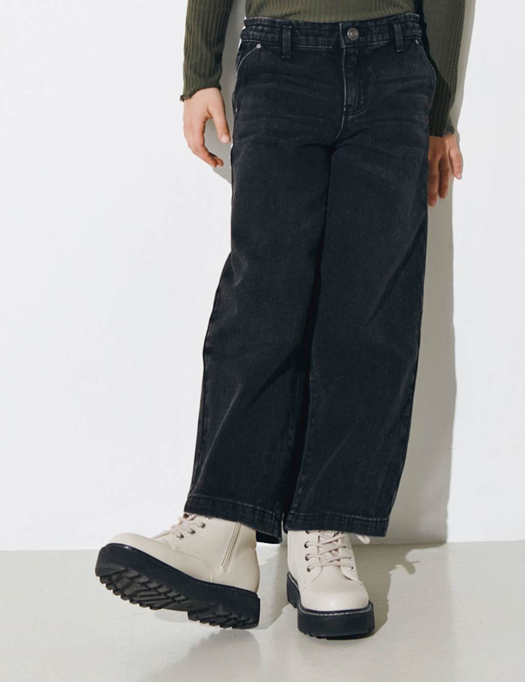 Kids Only Denim Wide Leg Jeans (8-14 Yrs) Black