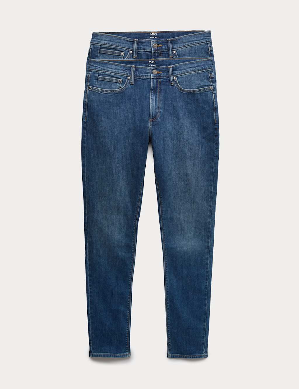 M&S 2 Pack Slim Fit Stretch Jeans Blue Denim