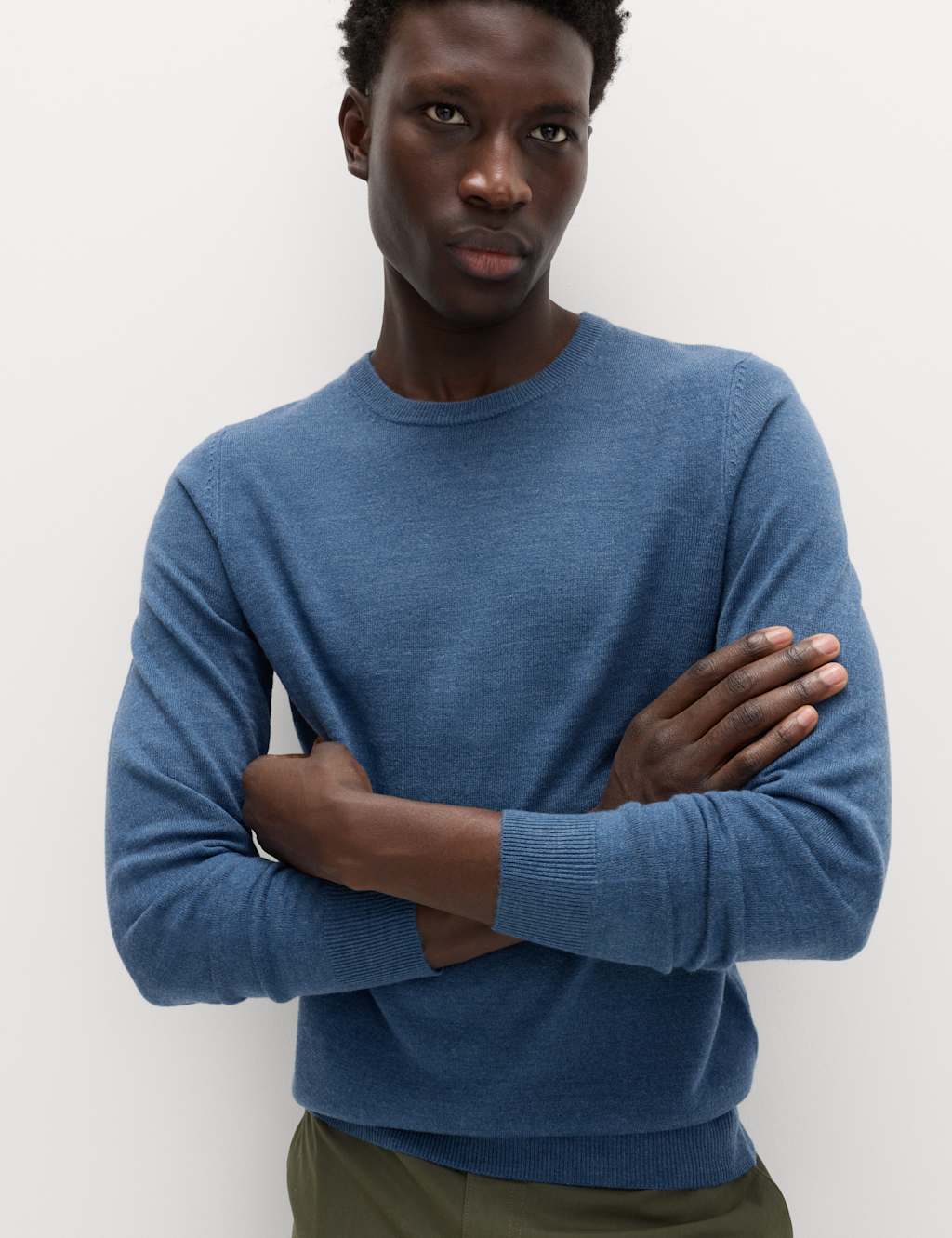 M&S Cashmilon™ Crew Neck Jumper Denim