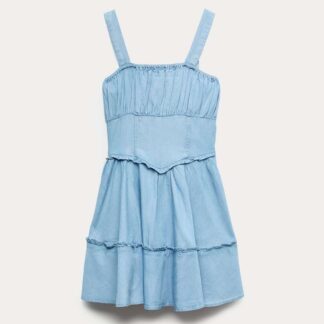 M&S Checked Mini Dress (6-16 Yrs) Light Denim