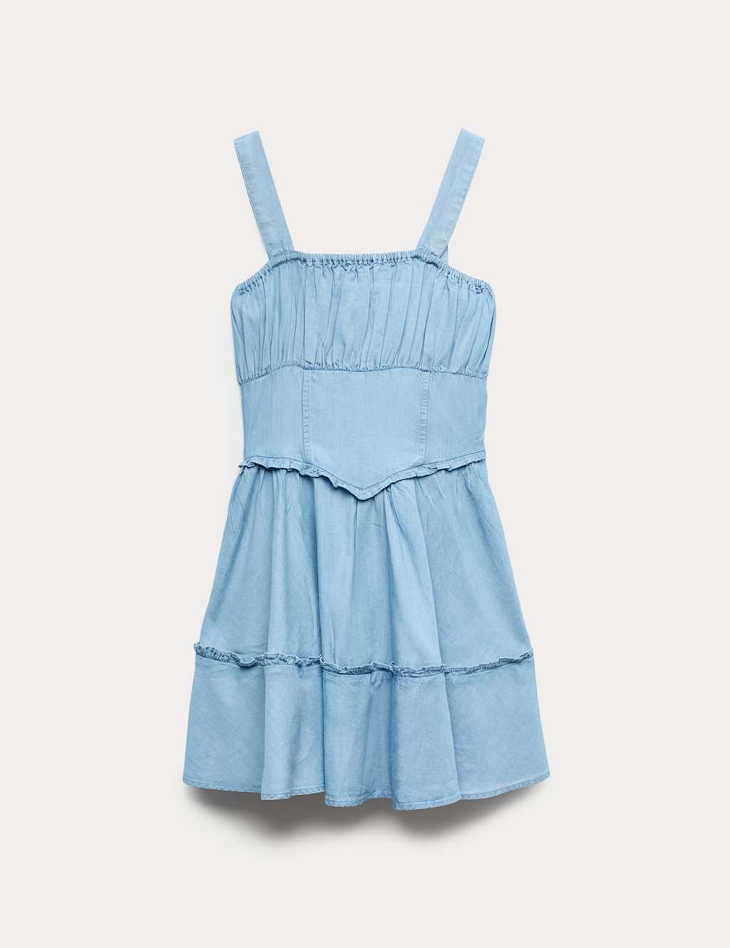 M&S Checked Mini Dress (6-16 Yrs) Light Denim