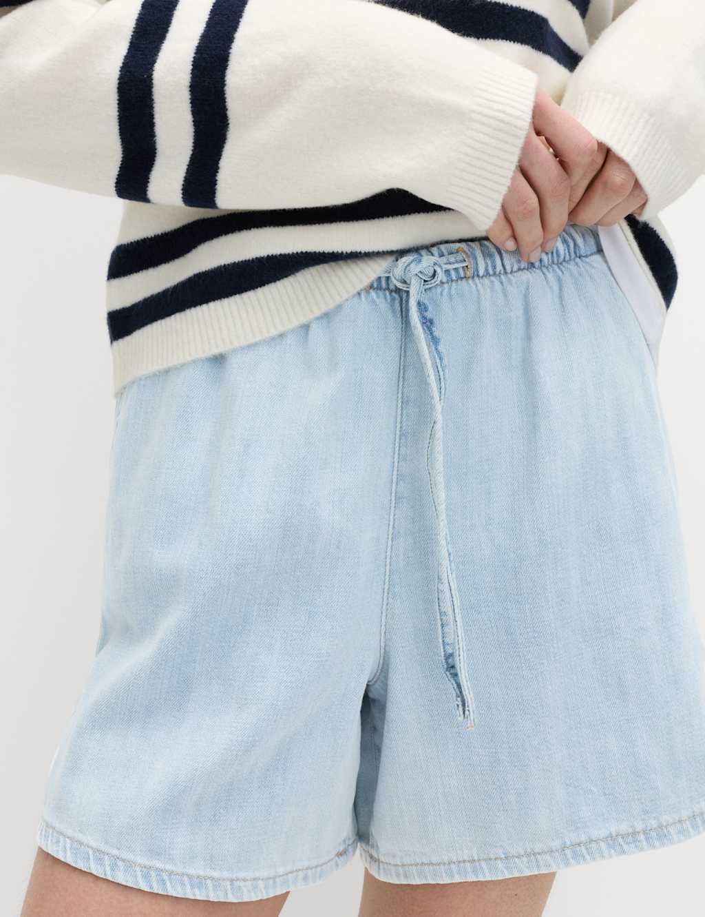 M&S Cotton Rich Shorts Light Indigo