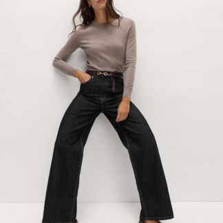 M&S High Waisted Smart Wide Leg Jeans Black