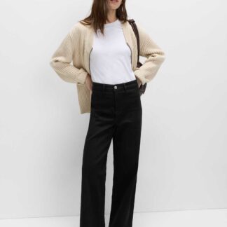 M&S High Waisted Wide Leg Ankle Grazer Jeans Black