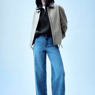 M&S High Waisted Wide Leg Turn Up Jeans Medium Indigo