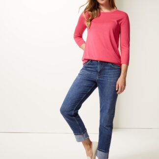M&S Mid Rise Relaxed Slim Leg Jeans Med Blue Denim