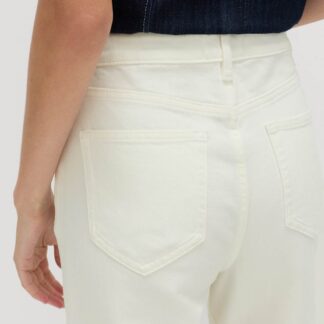 M&S Mom High Waisted Ankle Grazer Jeans Ecru