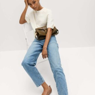 M&S Mom High Waisted Ankle Grazer Jeans Light Indigo